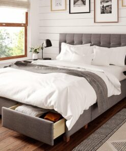 Click Decor - ClickDecor Edmond Storage Bed with Adjustable Height Headboard Queen Size Dark Gray - Dark Gray