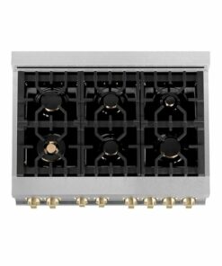 ZLINE - Dual Fuel Range with Gas Stove and Electric Oven in DuraSnow® Stainless Steel with Gold Accents - Stainless steel 1