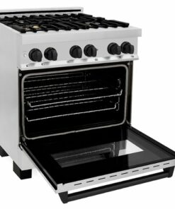 ZLINE - Dual Fuel Range with Gas Stove and Electric Oven in Stainless Steel with Matte Black Accents - Stainless steel 0