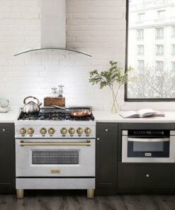ZLINE - Dual Fuel Range with Gas Stove and Electric Oven in DuraSnow® Stainless Steel with Champagne Bronze Accents - Stainless steel 1