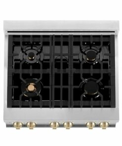 ZLINE - Dual Fuel Range with Gas Stove and Electric Oven in Stainless Steel with Gold Accents - Stainless steel 1
