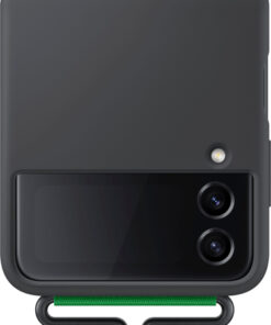 Samsung - Silicone Cover with Strap for Galaxy Z Flip4 - Black