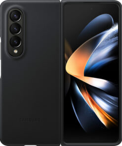 Samsung - Leather Cover for Galaxy Z Fold4 - Black