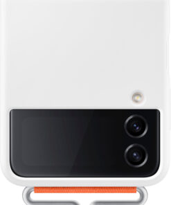 Samsung - Silicone Cover with Strap for Galaxy Z Flip4 - White