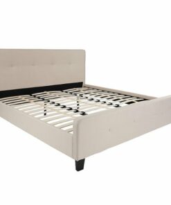 Flash Furniture - Tribeca Button Tufted Upholstered Platform Bed - Beige