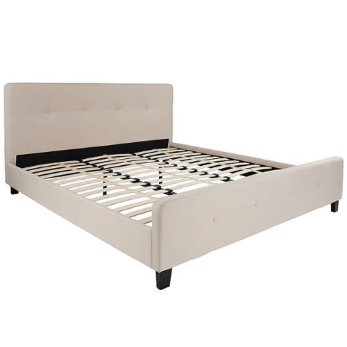 Flash Furniture - Tribeca Button Tufted Upholstered Platform Bed - Beige