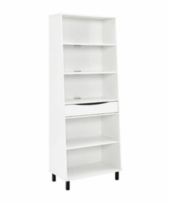 Walker Edison - Modern Drawer 5-Shelf Tall Bookcase - Solid White