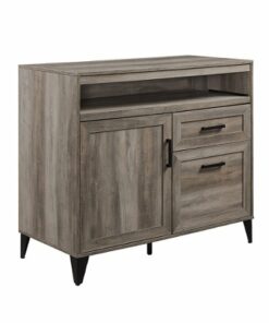 Walker Edison - Modern Storage Secretary Desk with Gliding Shelf - Grey Wash