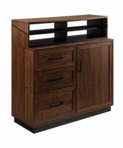 Walker Edison - Modern Adjustable Secretary Desk with Storage - Dark Walnut