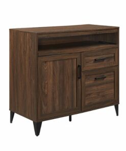 Walker Edison - Modern Storage Secretary Desk with Gliding Shelf - Dark Walnut