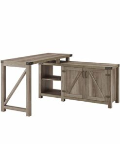 Walker Edison - Modern Farmhouse L-Shaped Adjustable Desk - Grey Wash