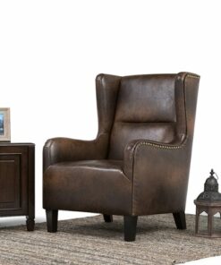 Simpli Home - Taylor Wingback Chair - Distressed Brown