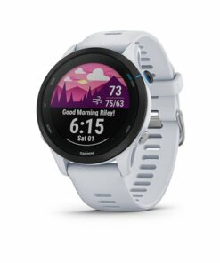 Garmin - Forerunner 255 Music GPS Smartwatch 46 mm Fiber-reinforced polymer - Whitestone