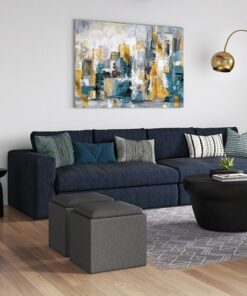 Simpli Home - Rockwood Cube Storage Ottoman with Tray - Slate Grey