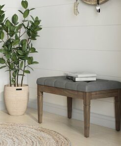 Simpli Home - Waverly Small Tufted Ottoman Bench - Stone Grey