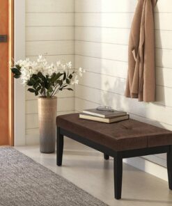 Simpli Home - Lacey Tufted Ottoman Bench - Distressed Chestnut Brown