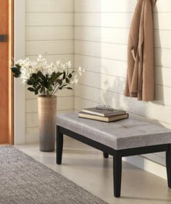 Simpli Home - Lacey Tufted Ottoman Bench - Distressed Grey Taupe