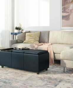 Simpli Home - Avalon Storage Ottoman - Distressed Dark Blue