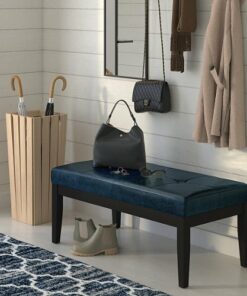 Simpli Home - Lacey Tufted Ottoman Bench - Distressed Dark Blue