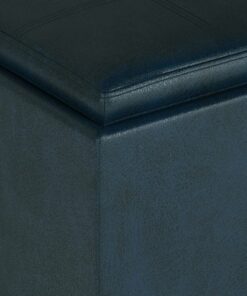 Simpli Home - Rockwood Cube Storage Ottoman with Tray - Distressed Dark Blue