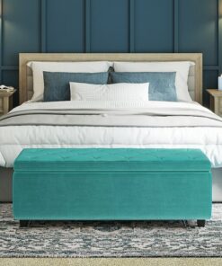 Simpli Home - Hamilton Storage Ottoman - Aqua Blue