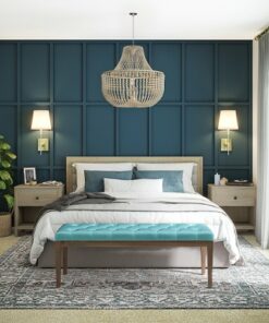 Simpli Home - Waverly Tufted Ottoman Bench - Aqua