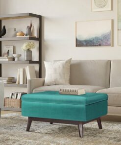Simpli Home - Owen Coffee Table Storage Ottoman - Aqua Blue