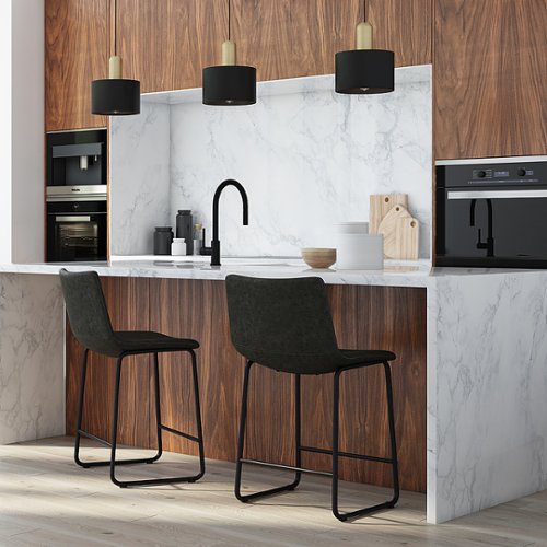 Simpli Home - Warner Counter Height Stool (Set of 2) - Distressed Charcoal Grey