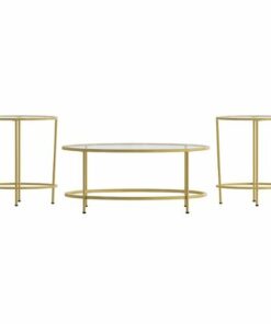 Flash Furniture - Astoria Collection Coffee and End Table - Clear/Brushed Gold