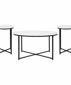 Flash Furniture - Hampstead Collection Coffee and End Table - White/Matte Black