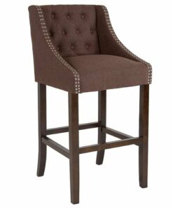Flash Furniture - Carmel Series Transitional Tufted Walnut Barstool - Brown Fabric