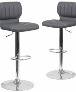 Flash Furniture - Contemporary Vinyl Adjustable Height Barstool  (set of 2) - Gray Vinyl