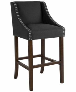 Flash Furniture - Carmel Series  Transitional Walnut Barstool - Charcoal Fabric