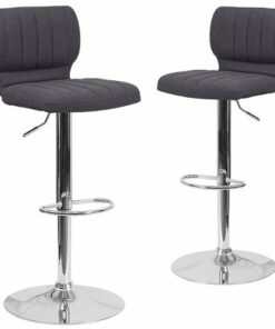 Flash Furniture - Contemporary Vinyl Adjustable Height Barstool  (set of 2) - Charcoal Fabric