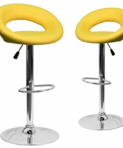 Flash Furniture - Contemporary Vinyl Rounded Orbit-Style Back Barstool (set of 2) - Yellow