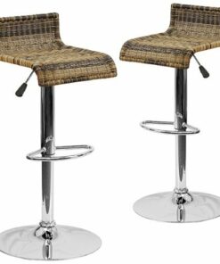 Flash Furniture - Contemporary Wicker Adjustable Height Barstool (set of 2) - Brown