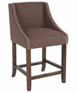 Flash Furniture - Carmel Series Transitional Wood Counter Height Stool - Brown Fabric
