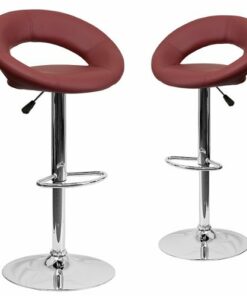 Flash Furniture - Contemporary Vinyl Rounded Orbit-Style Back Barstool (set of 2) - Burgundy