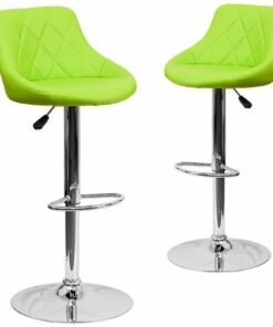 Flash Furniture - Contemporary Vinyl Adjustable Height Bucket Seat Diamond Pattern Barstool (set of 2) - Green