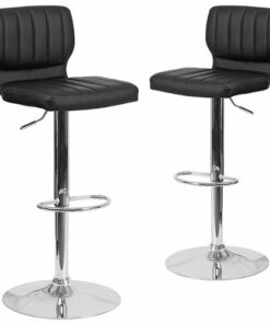 Flash Furniture - Contemporary Vinyl Adjustable Height Barstool  (set of 2) - Black Vinyl