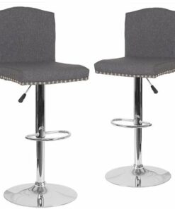 Flash Furniture - Bellagio Contemporary Adjustable Height Barstool (set of 2) - Dark Gray Fabric