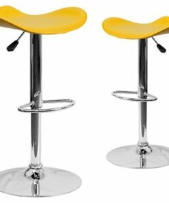 Flash Furniture - Contemporary Vinyl Adjustable Height Barstool with Wavy Seat (set of 2) - Yellow