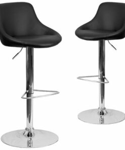 Flash Furniture - Contemporary Vinyl Adjustable Height Bucket Seat Barstool (set of 2) - Black