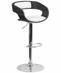 Flash Furniture - Bentwood Two Tone Vinyl Adjustable Height Barstool - Black and White