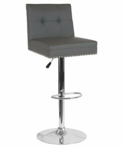 Flash Furniture - Ravello Contemporary Adjustable Height Barstool with Accent Nail Trim - Gray LeatherSoft