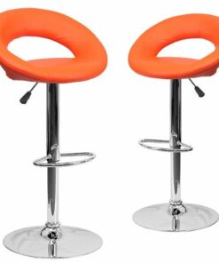 Flash Furniture - Contemporary Vinyl Rounded Orbit-Style Back Barstool (set of 2) - Orange