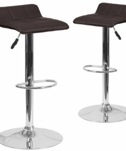 Flash Furniture - Contemporary Vinyl Adjustable Height Barstool with Low Back Wave Seat (set of 2) - Brown
