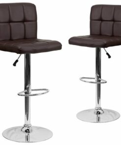 Flash Furniture - Contemporary Quilted Vinyl Adjustable Height Barstool (set of 2) - Brown