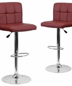 Flash Furniture - Contemporary Quilted Vinyl Adjustable Height Barstool (set of 2) - Burgundy