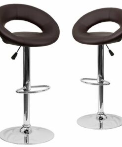 Flash Furniture - Contemporary Vinyl Rounded Orbit-Style Back Barstool (set of 2) - Brown